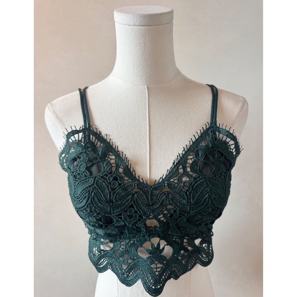 Free People Tops - Free People x Anthropologie‎ Green Crochet Sexy Cami Tank Sz M Retail $58 NWT!